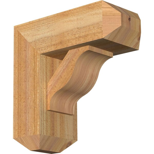 Ekena Millwork Funston Craftsman Rough Sawn Bracket w/ Offset Brace, Western Red Cedar, 6"W x 14"D x 14"H BKT0604X14X14FST04RWR - main